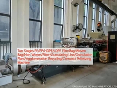 Hai giai đoạn PE/PP/HDPE/LDPE phim/Thùng/Thùng dệt/Thùng không dệt/Sợi/Dòng hạt/Công ty hạt/Công ty tái chế tập hợp/Cỗ máy làm viên nhỏ gọn